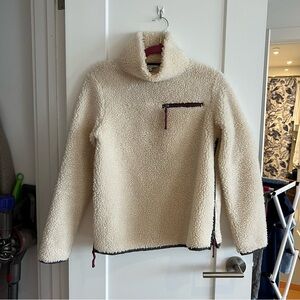 Signature Cream Sherpa Jacket with Burgundy Hanger Detail